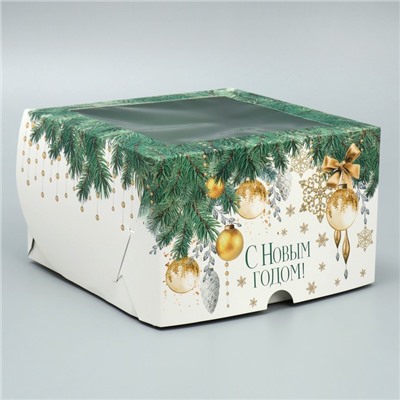 Коробка для капкейков складная с двусторонним нанесением «Новогоднее чудо», 16×16×10 см