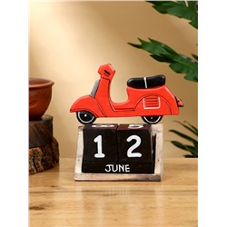 Календарь настольный «Мопед», 14×5.5×14 см, дерево, красный