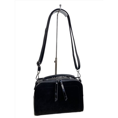 Женская сумка из искусственной кожи и замши, цвет черный