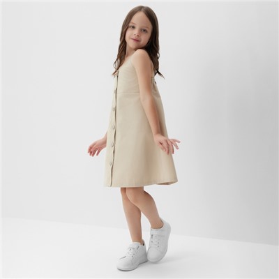 Сарафан для девочки MINAKU: Jeans collection, бежевый, рост 122 см