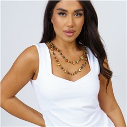 Длинное колье из натуральных камней, цвет: коричневый, зеленый, арт.018.704