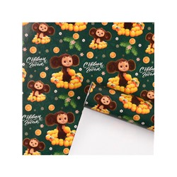 Бумага упаковочная «Новый год» 70×100 см, Чебурашка