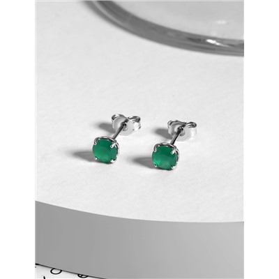 Серьги-пусеты из серебра с агатом родированные 150280р459