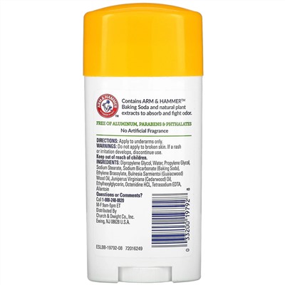 Arm & Hammer, Essentials, с натуральными дезодорирующими компонентами, дезодорант, без искусственных ароматизаторов, 71 г (2,5 унции)