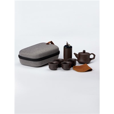 Набор для чайной церемонии ДЖЕКИЧАЙ «Ятимата», 7 предметов, на 4 персоны, чашка 45 мл, чайник 270 мл, керамика, коричневый