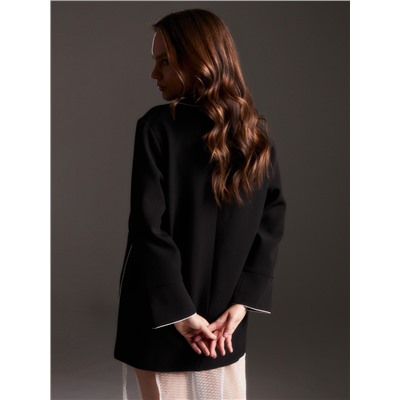 Пиджак женский с кантом MINAKU: Casual Collection, чёрный, размер 44