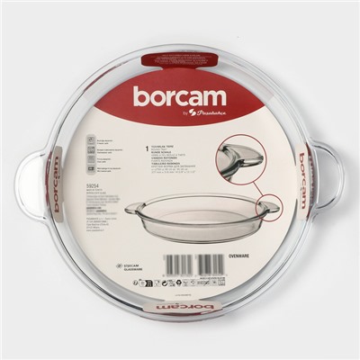 Блюдо для запекания Paşabahçe Borcam, 2.4 л, d=31.6 см, стекло, с ручками, прозрачное