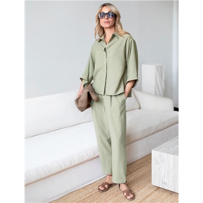 Блузка с широкими рукавами 3/4 из плотного лиоцелла