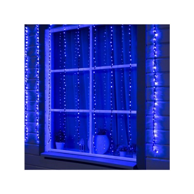 Гирлянда «Водопад» 2×1.5 м, IP44, тёмная нить, 400 LED, свечение синее, 8 режимов, 220 В