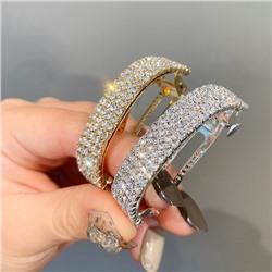 Круглая заколка-автомат для хвоста со стразами, 5 см.