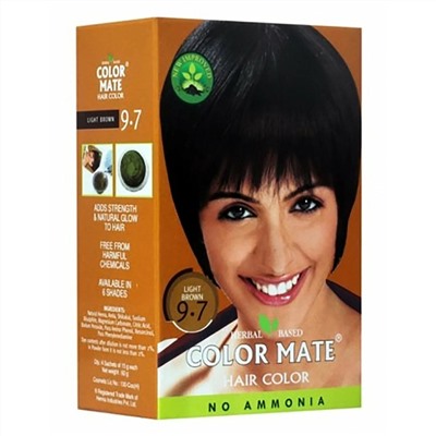 Color Mate Краска для волос, Цвет Светло-Коричневый Тон 9.7, Без Аммиака (5 шт. х 15 г)