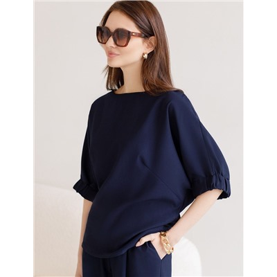 Свободная блузка с вырезом лодочка из плотного лиоцелла