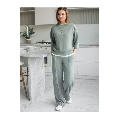 Свитшот свободный из петельчатого футера двухнитки с эластаном VILATTE, 1228122