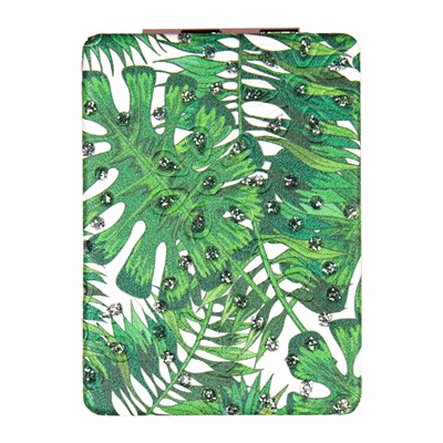 Зеркало карманное 6х8,5 см / GT359 /уп 50/300/ кожзам стразы