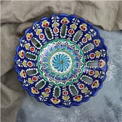 Фруктовница узбекская Риштанская Керамика «Орнамент», d=28 см, синяя