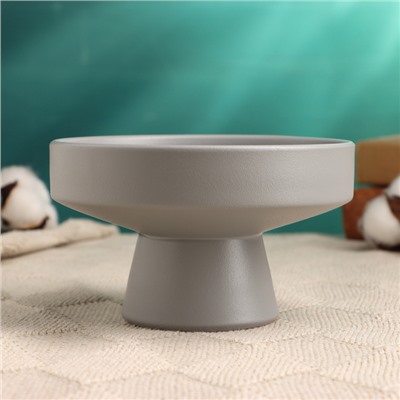 Декоративное кашпо - подставка «Кристофер», 13×13×8 см, керамическое, для кензана, серое