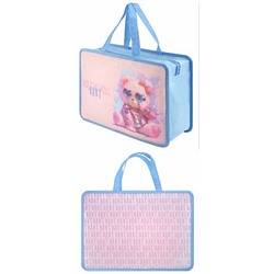 Папка пластиковая для тетрадей А4 на молнии с ручками "РОЗОВЫЙ МИШКА" 72348 Феникс