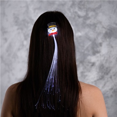 Заколка для волос светодиодная «Снеговик» 33×4 см, 1 LED, батарейки LR1130×2 (в комплекте), свечение белое