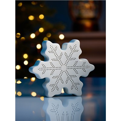 Светодиодная фигура «Снежинка» 13.2×11.6×4 см, 1 LED, керамика, от батареек LR44×2, свечение тёплое белое