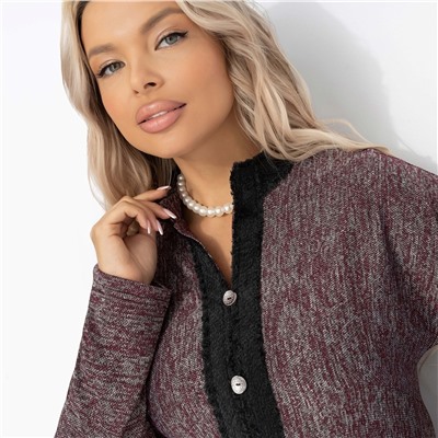 Костюм с юбкой в стиле Шанель, С безупречным вкусом (2 в 1, винный)