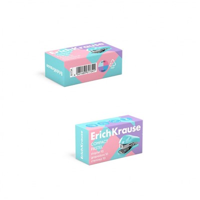 Степлер 10 на 15 листов мини 61734 Compact Pastel ассорти ErichKrause