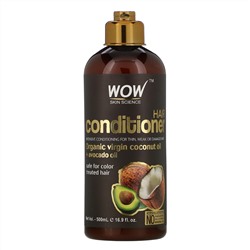 Wow Skin Science, кондиционер, органическое кокосовое масло первого отжима и масло авокадо, 500 мл (16,9 жидк. унции)