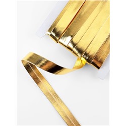 Косая бейка, кожзам, 15 мм, 10±1 м, цвет золотой
