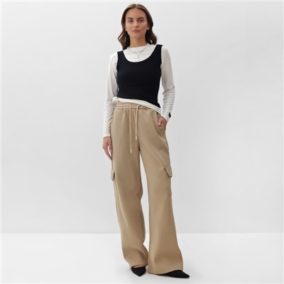 Брюки женские карго MIST размер 40-42, бежевые