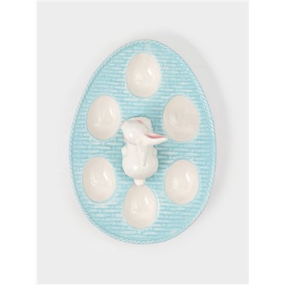 УЦЕНКА Подставка для яиц Доляна «Зайка», 25×18×9 см, доломит, голубая