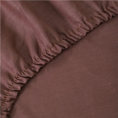 Простыня на резинке 1.5-спальная «Атра», 140×200+20 мокко, бязь