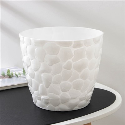 Горшок для цветов с поддоном IDEA «Камни», 4.8 л, пластик, белый