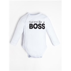 Боди детское «Крошка Я» Little Boss, рост 86-92 см, белое