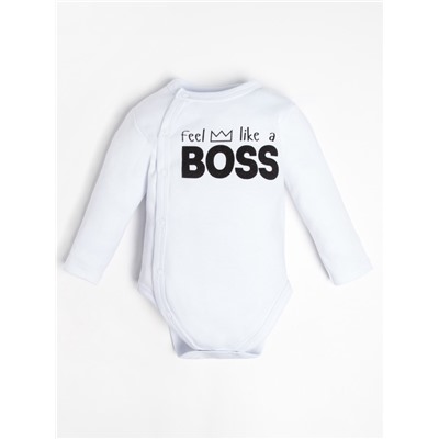 Боди детское «Крошка Я» Little Boss, рост 86-92 см, белое