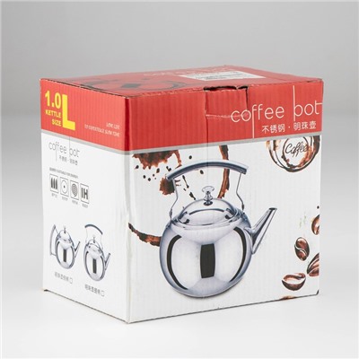 Заварочный чайник «Жуан», 1 л, металлическое сито, нержавеющая сталь, хромированный