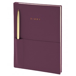 Ежедневник недатированный А5 160 стр. "ELEGANCE STYLISH COLLECTION" слива кожзам, карман + ручка, ляссе LXDRA5-ESC6	 LOREX