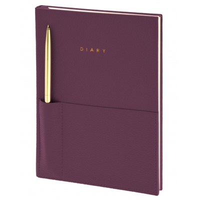 Ежедневник недатированный А5 160 стр. "ELEGANCE STYLISH COLLECTION" слива кожзам, карман + ручка, ляссе LXDRA5-ESC6	 LOREX