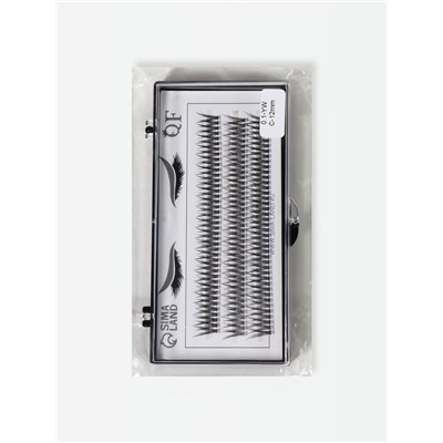 Набор накладных ресниц «Ласточкин хвост», пучки, 12 мм, толщина 0.1 мм, изгиб С, 12 D