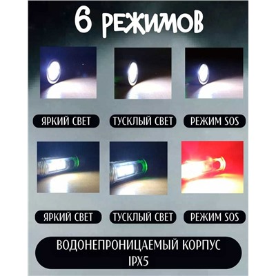 Фонарик ручной карманный LED с USB-зарядкой и магнитной головкой, Артикул: 128010