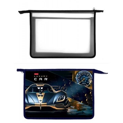 Папка для тетрадей А4 на молнии сверху пластиковая "Luxury Car" 2 отделения (090149) 04046 Хатбер