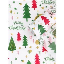 Бумага новогодняя упаковочная тишью «Зимний лес», белая, 50×66 см