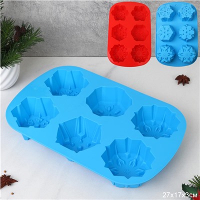 Форма для выпечки 6 ячеек силиконовая Новогодняя / HL-065 /уп 200/ 0,130/ 28*18*4