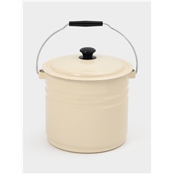 Ведро эмалированное, 10 л, без декора, с крышкой и ручкой, слоновое