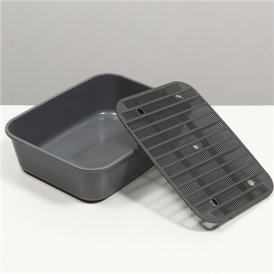 Туалет для кошек «Сима» FIX, 29×38×10.5 см, с сеткой, пластик, серый