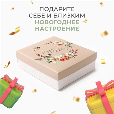 Набор новогодний подарочный "Этель" "Синички" полотенце 30х60см и аксессуары (5 предметов)