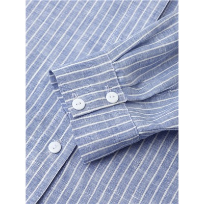 Рубашка женская MINAKU oversize в полоску, белая, голубая, размер 46