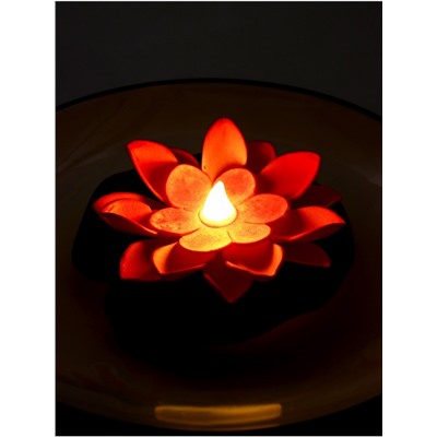 Садовый светильник для водоёмов «Лотос», 10×13×15 см, на батарейке, розовый