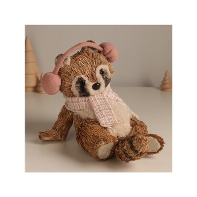 Фигурка новогодняя «Лежачий енот в наушниках», 17.5×21×18 см