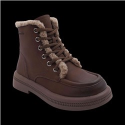 Ботинки из натуральной кожи на меху P-ML01-5 коричневые