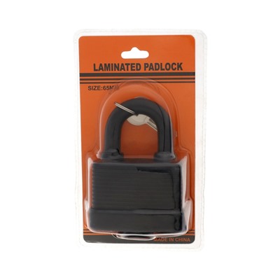 Замок навесной LOCKLAND, 65 мм, влагозащищенный, короткая дужка, 2 ключа, цвет черный