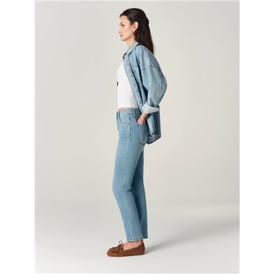 CONTE Голубые джинсы slim с эффектом потёртостей CON-940